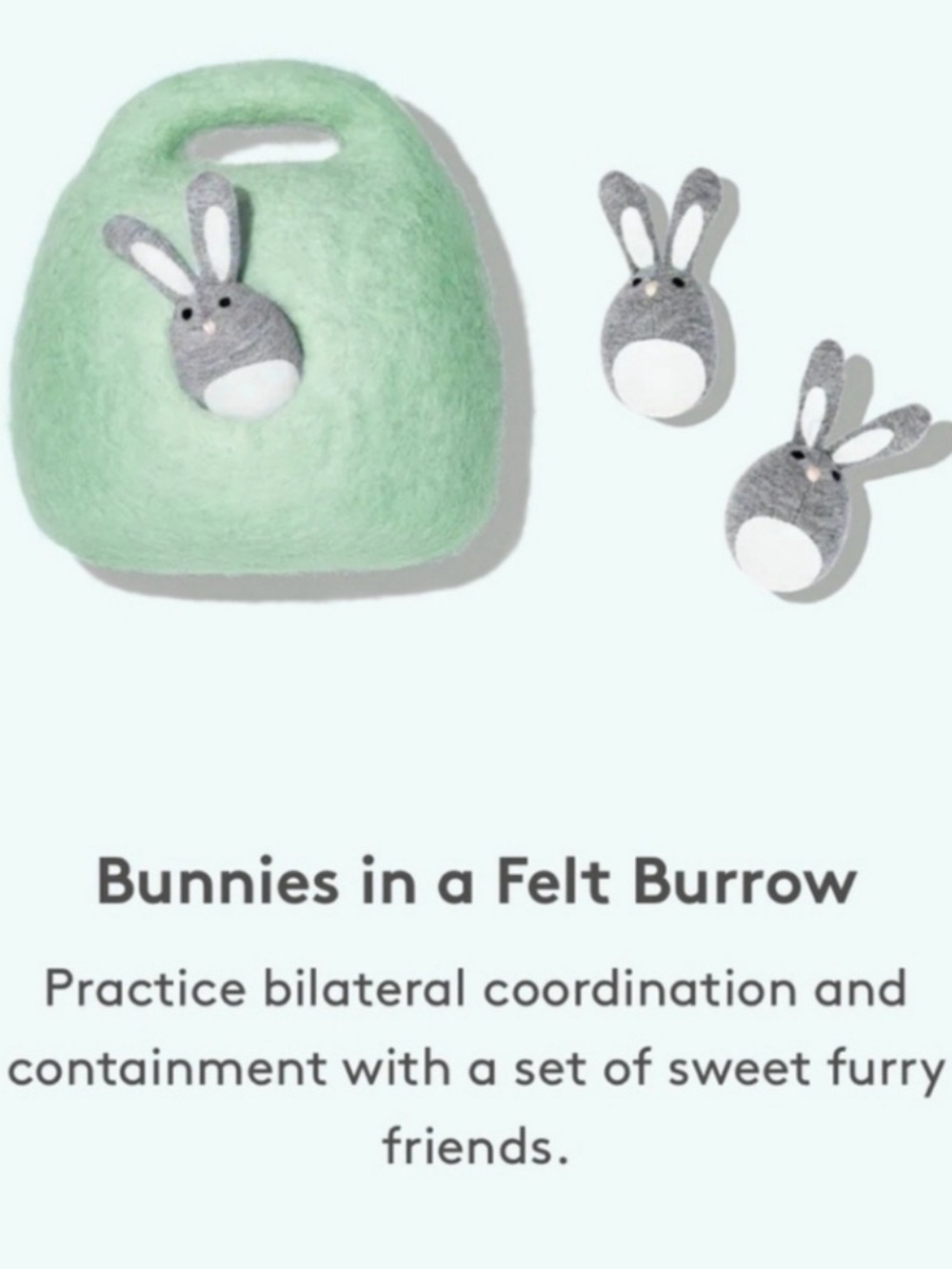 Lovevery Bunnies in a Felt Burrow